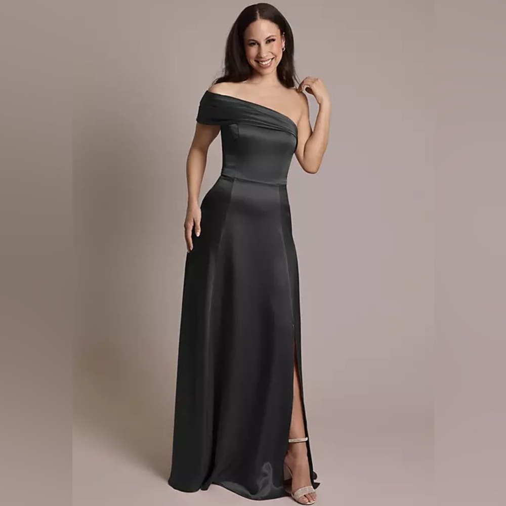 Bridesmaid Dress - Evening Black Satin Gown